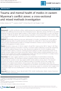 Cover page: Trauma and mental health of medics in eastern Myanmar¿s conflict zones: a cross-sectional and mixed methods investigation
